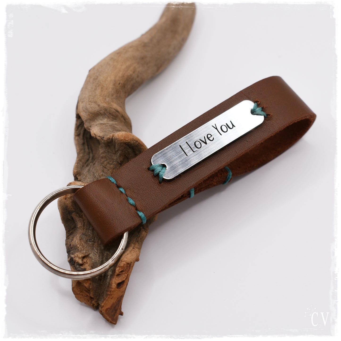 Custom Engraved Leather Keychain