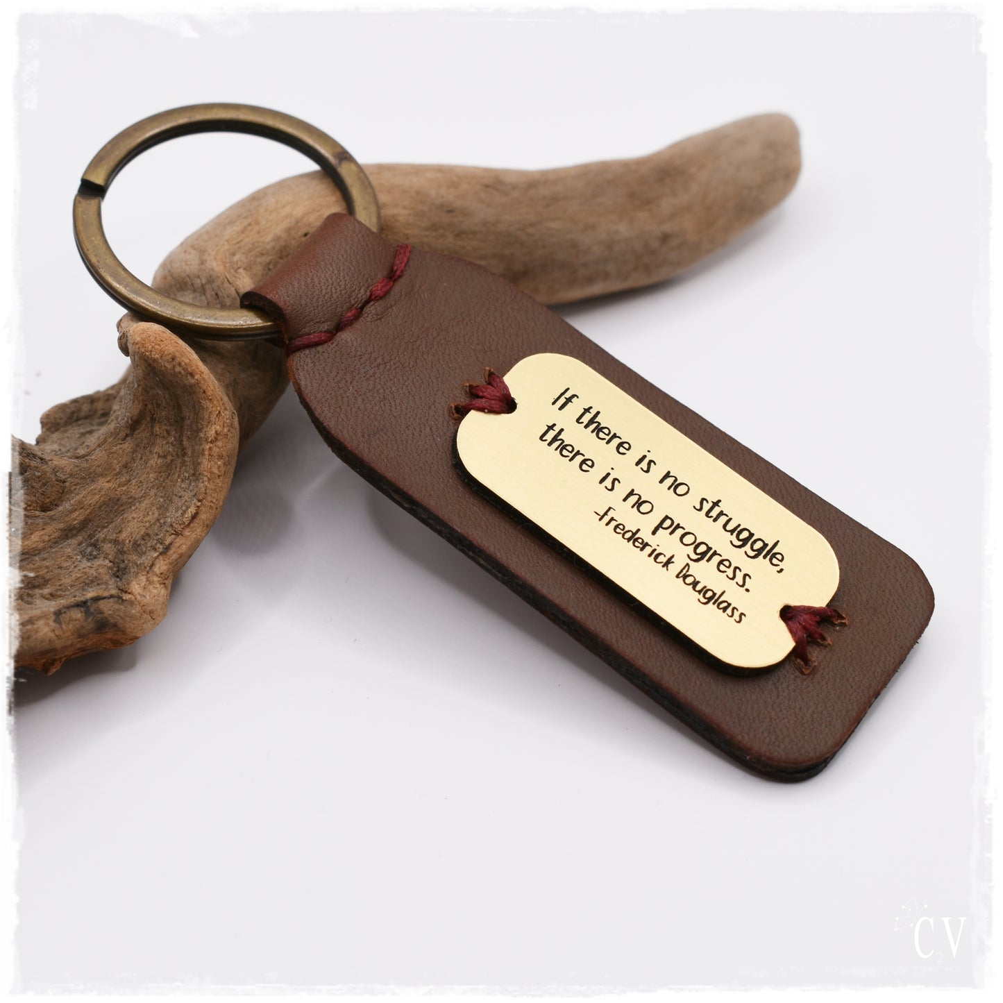 Engraved Leather Keychain