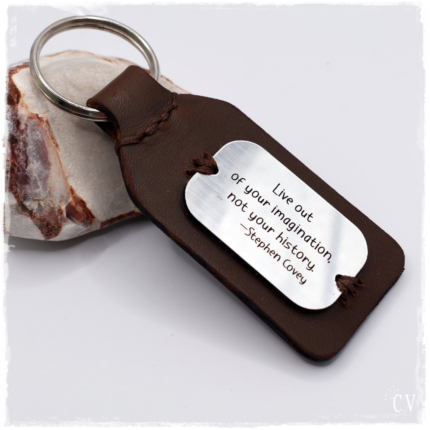 Custom Engraved Tag Leather Keychain