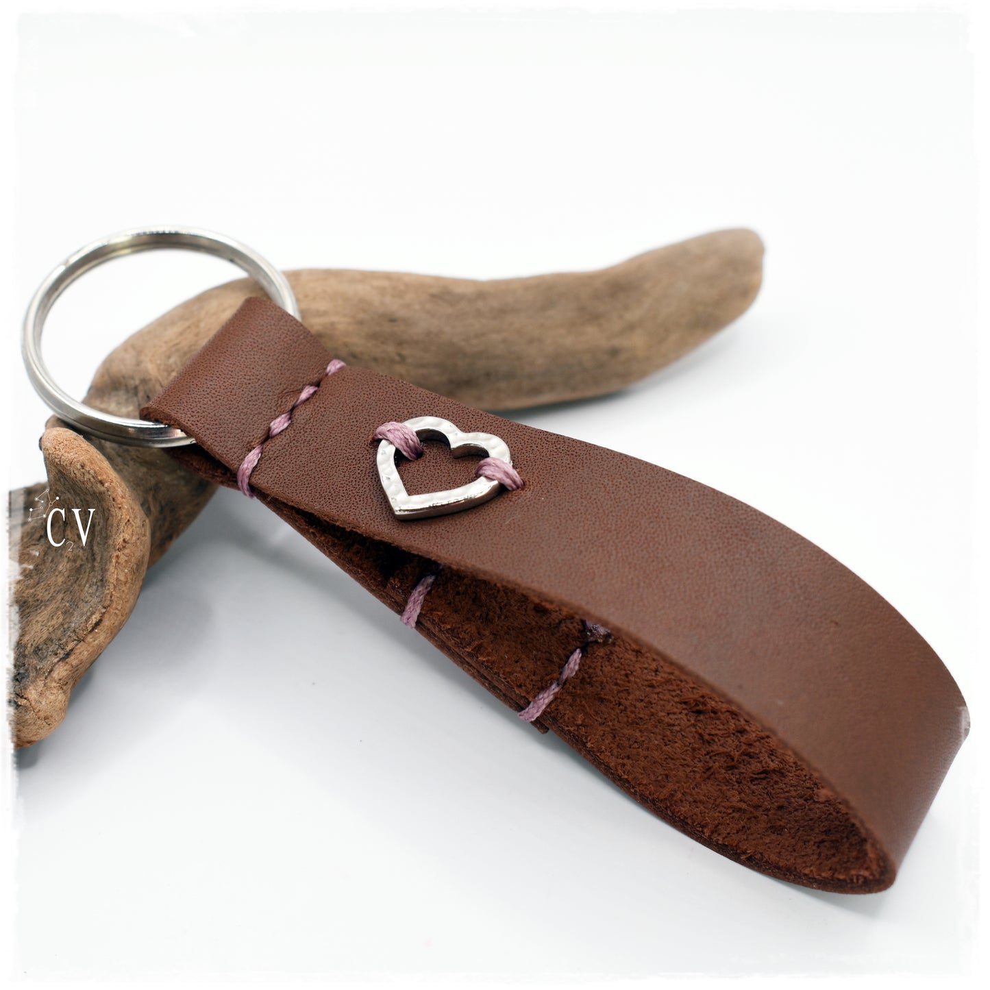 Hammered Heart Keyfob