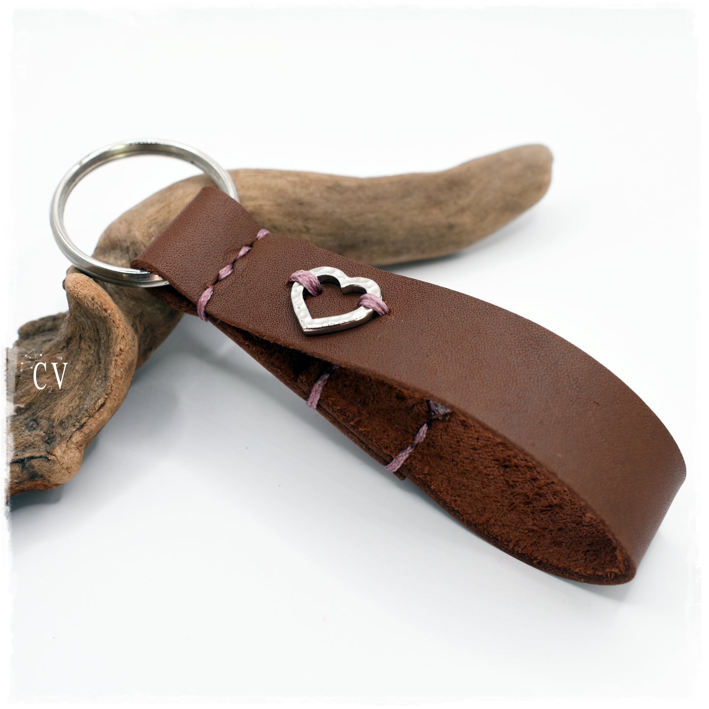 Hammered Heart Keyfob