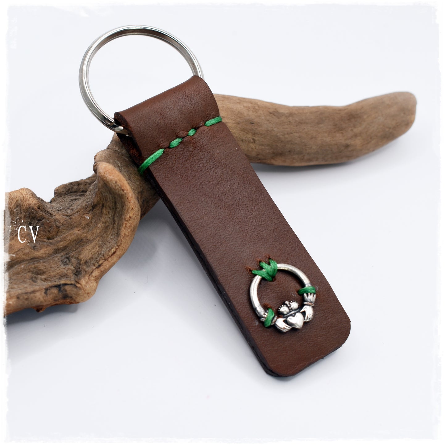 Claddagh Leather Keychain