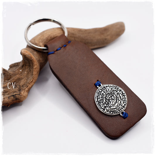 Phaistos Disc Leather Keychain