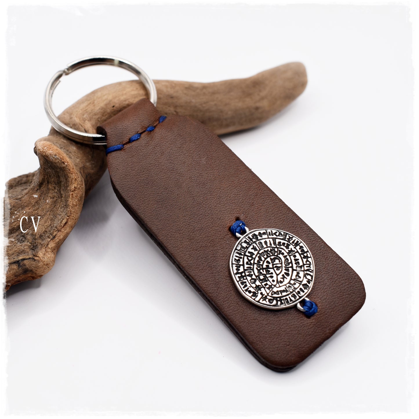 Phaistos Disc Leather Keychain