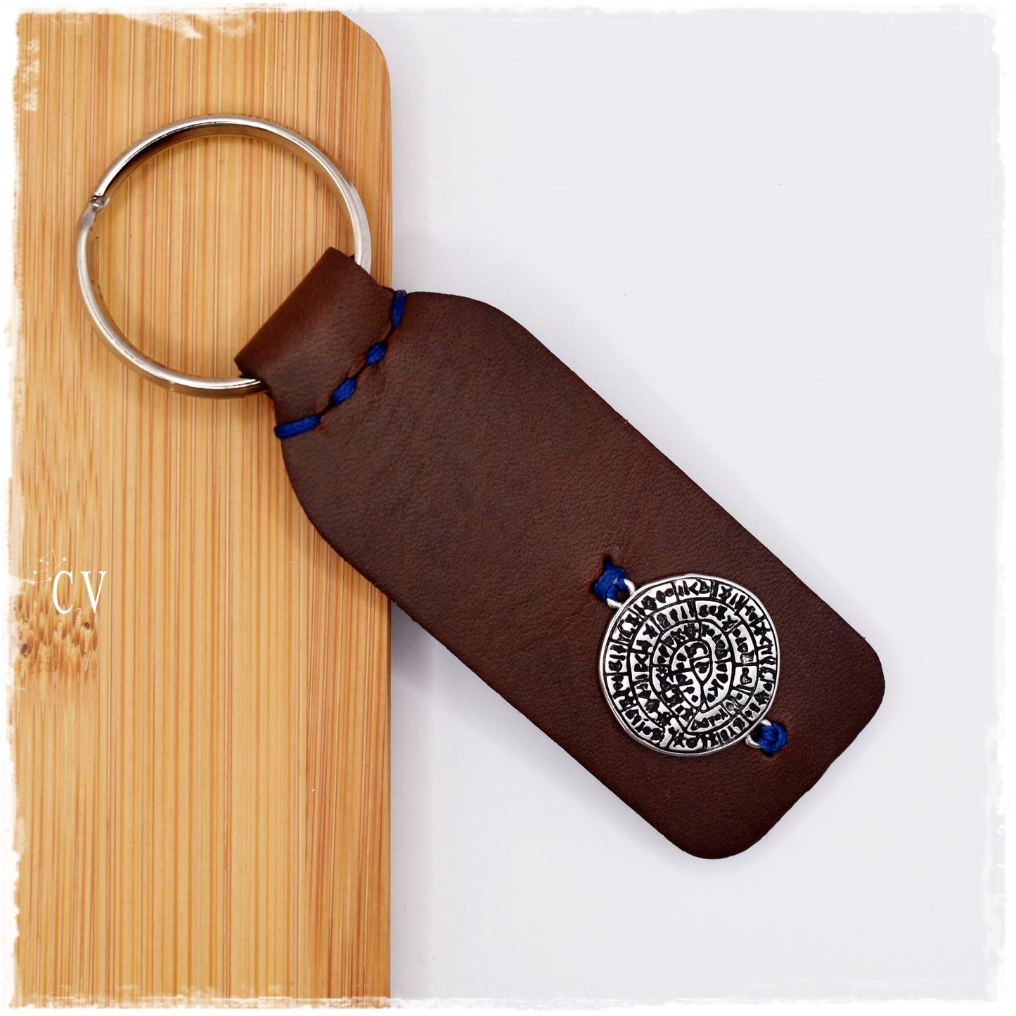 Phaistos Disc Leather Keychain