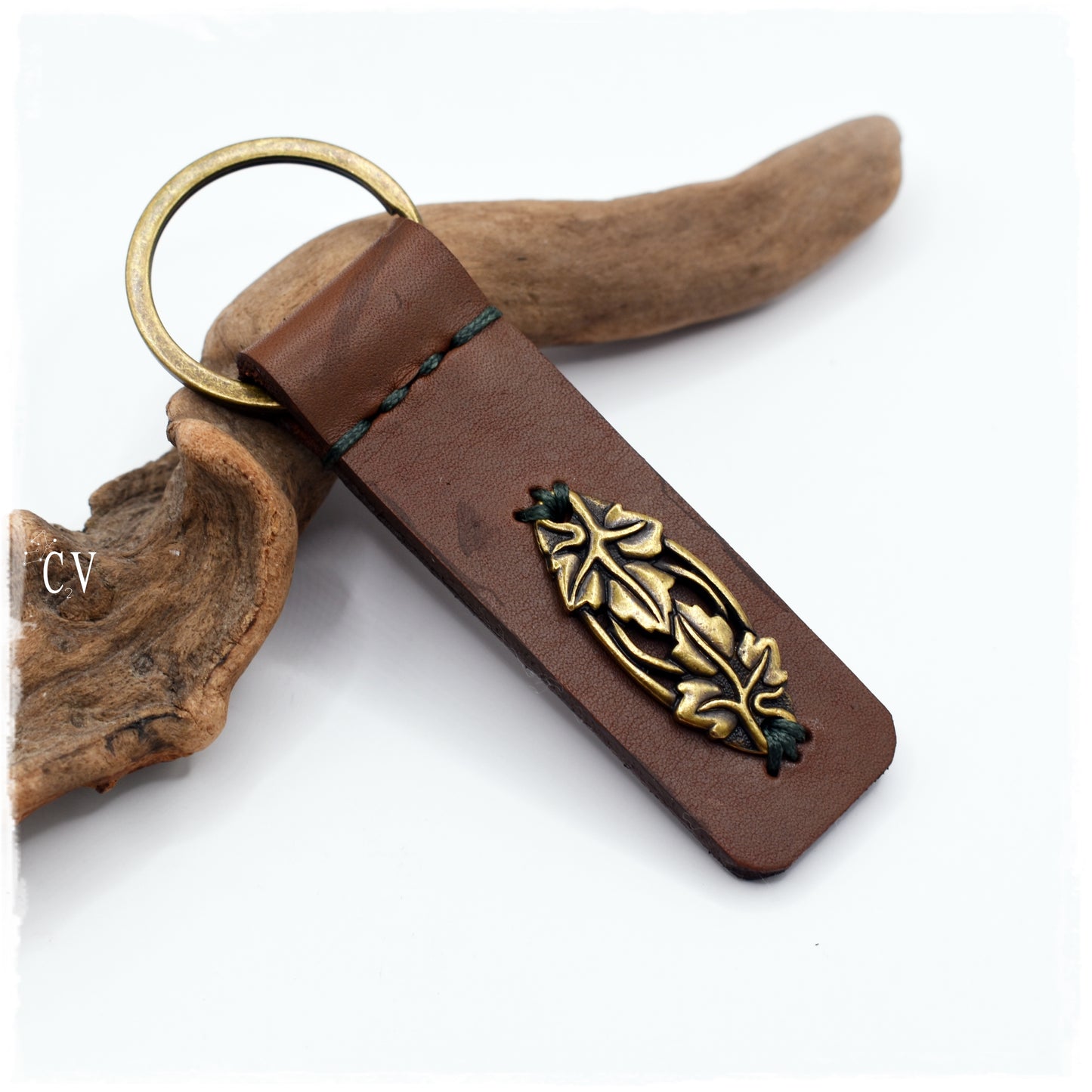 Elven Vines Leather Keychain - "Vines of Lórien"