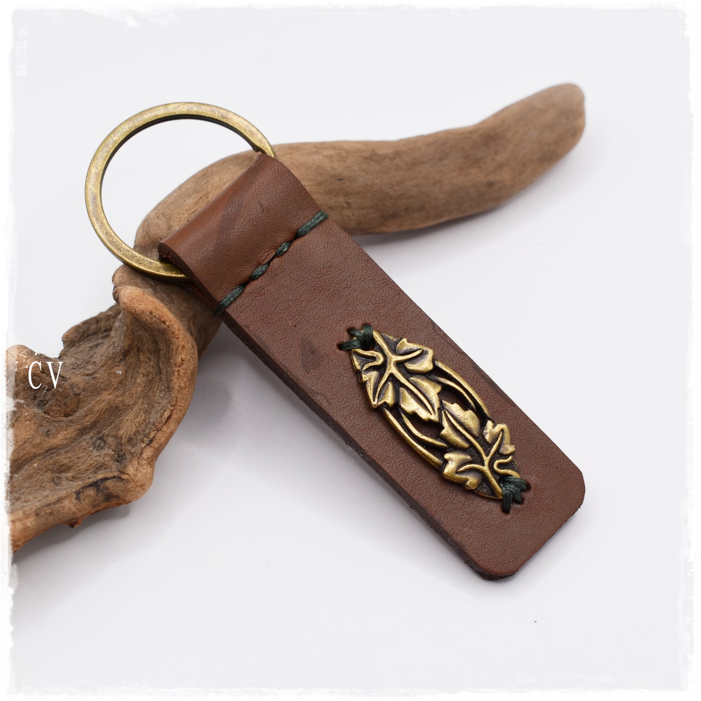 Elven Vines Leather Keychain - "Vines of Lórien"