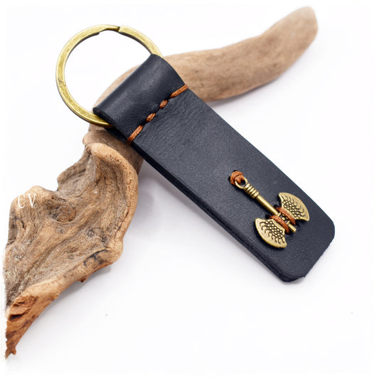 Battle Axe Leather Keychain