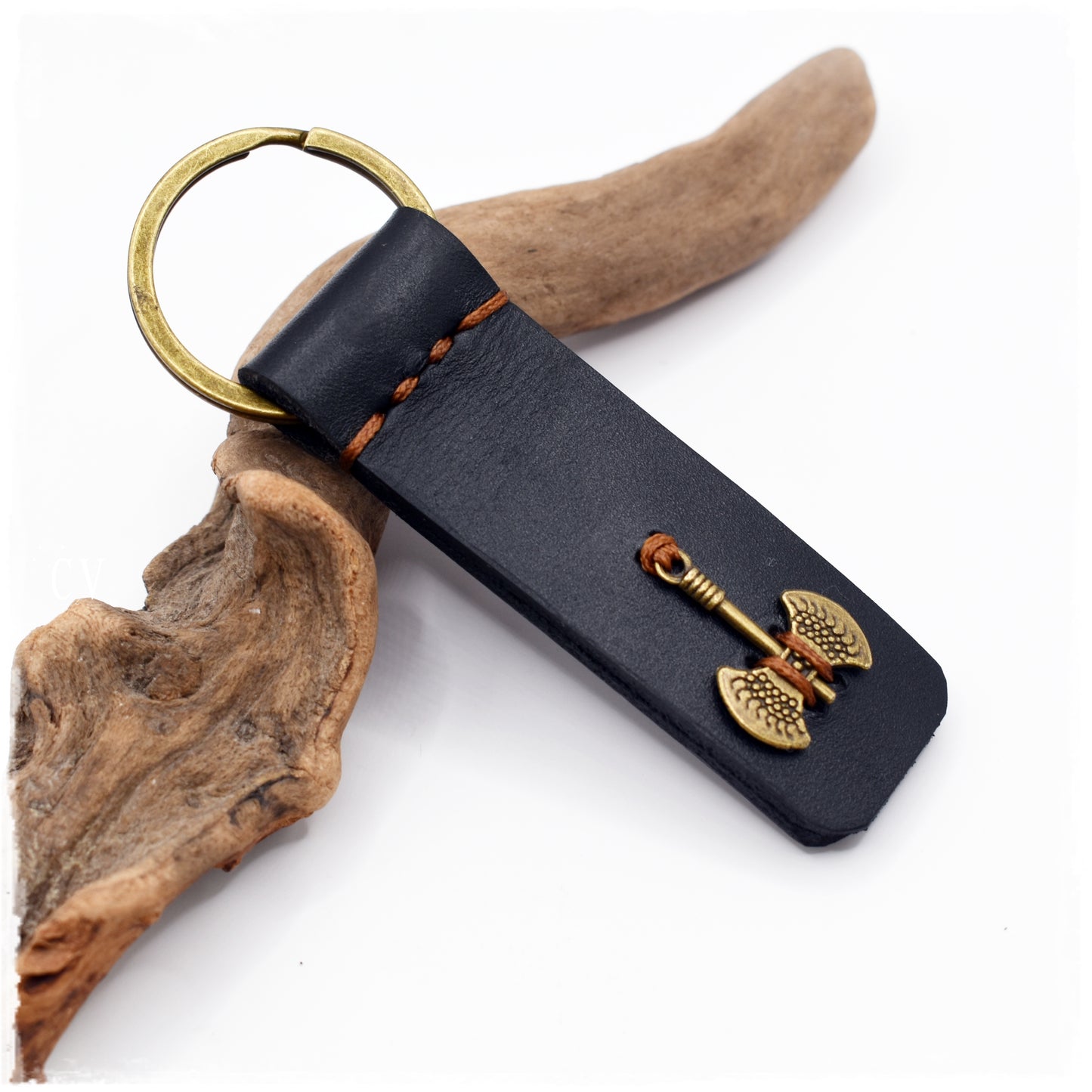 Battle Axe Leather Keychain