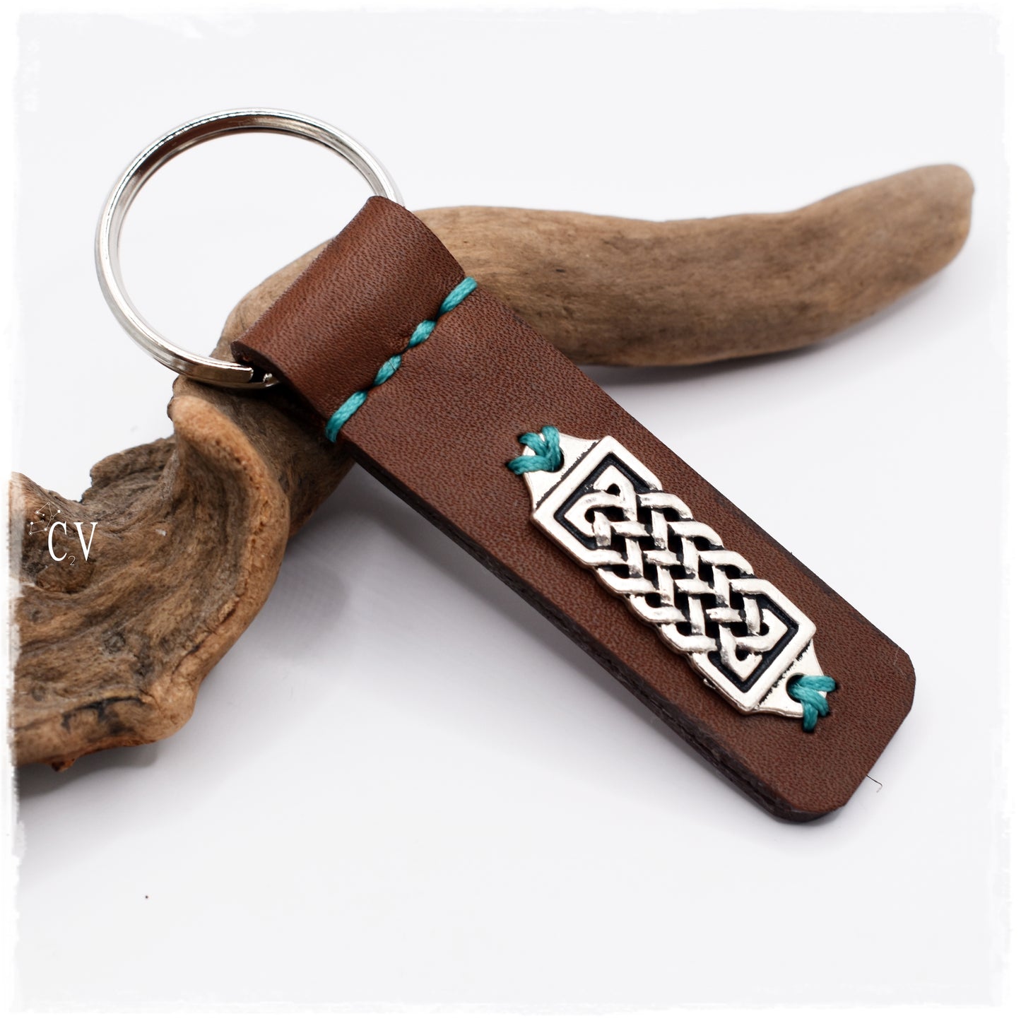 Gaelic Knot Leather Keychain