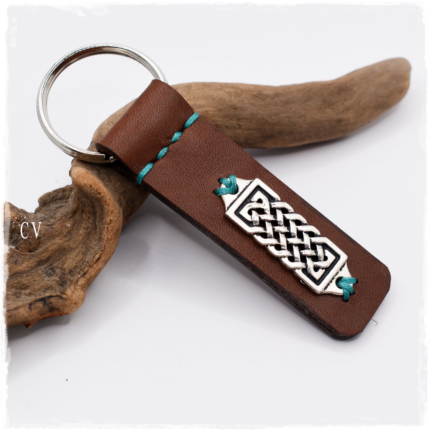 Gaelic Knot Leather Keychain