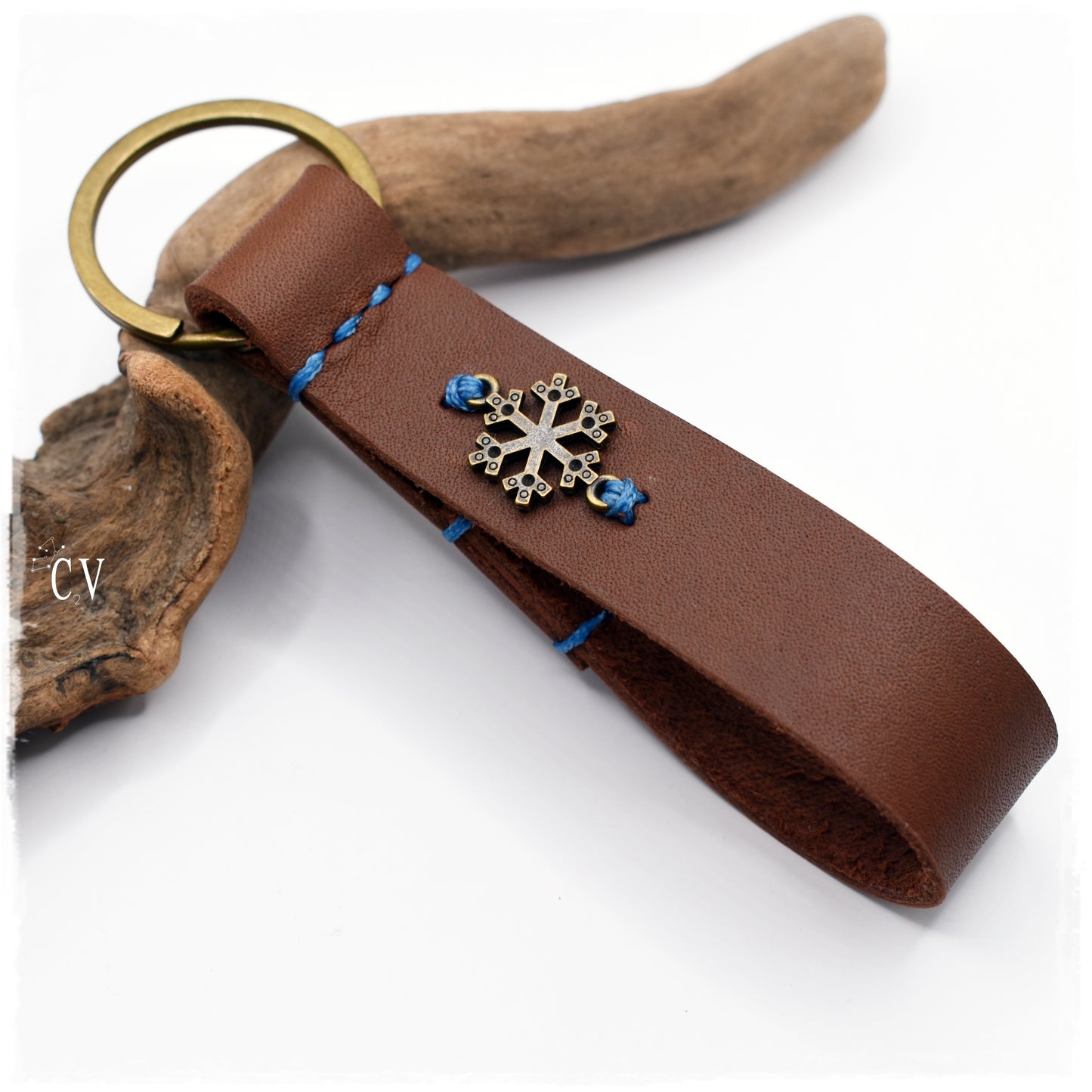 Snowflake Leather Keyfob