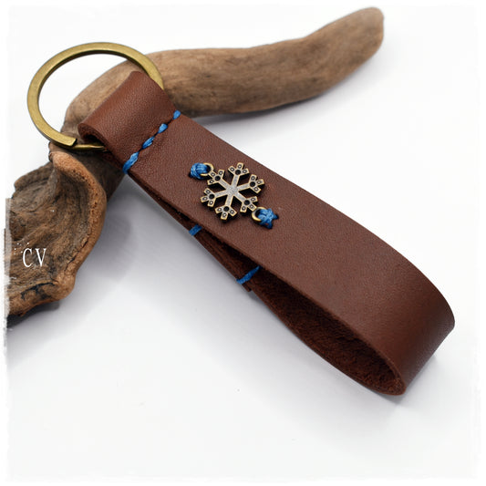 Snowflake Leather Keyfob