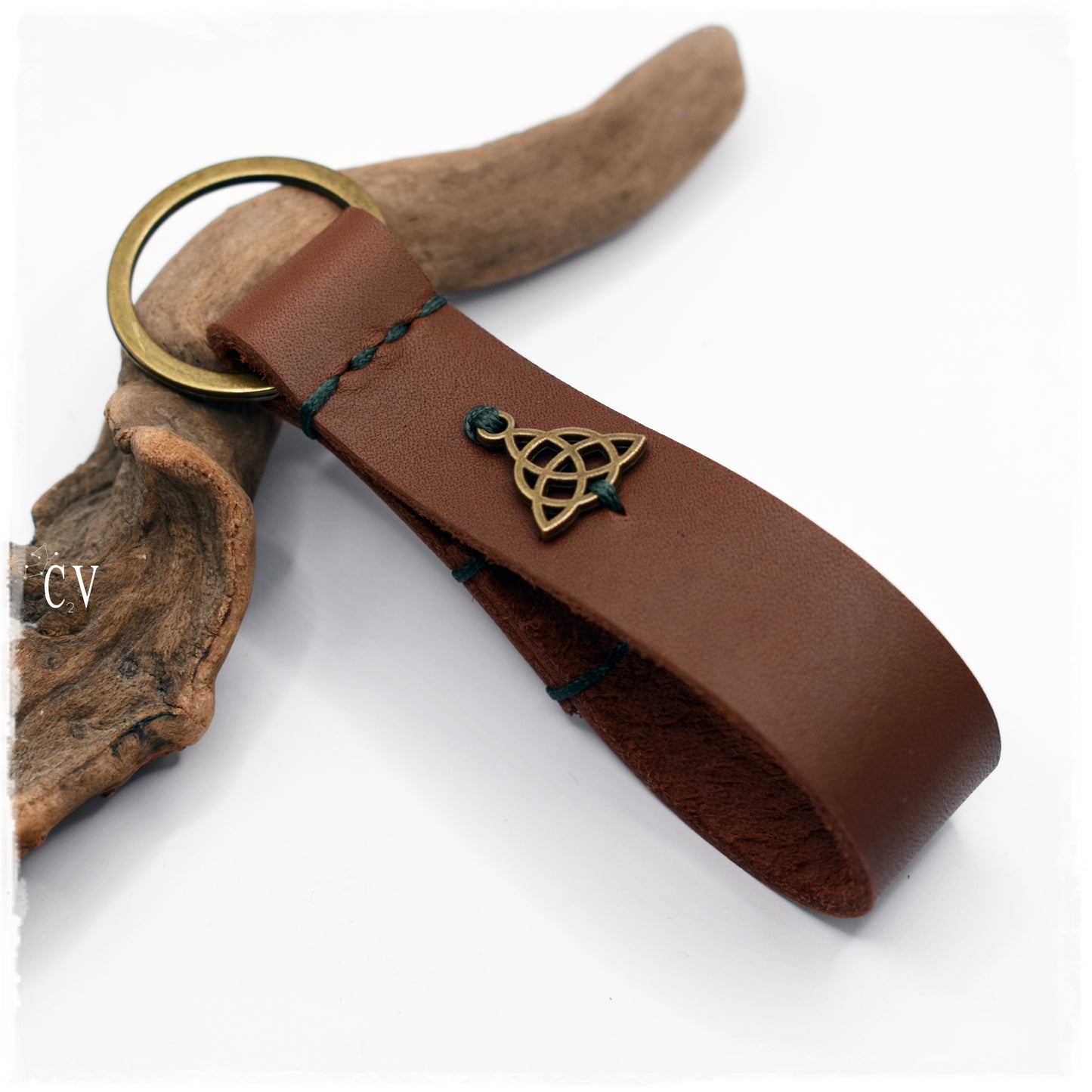 Personalized Triquetra Leather Keyfob