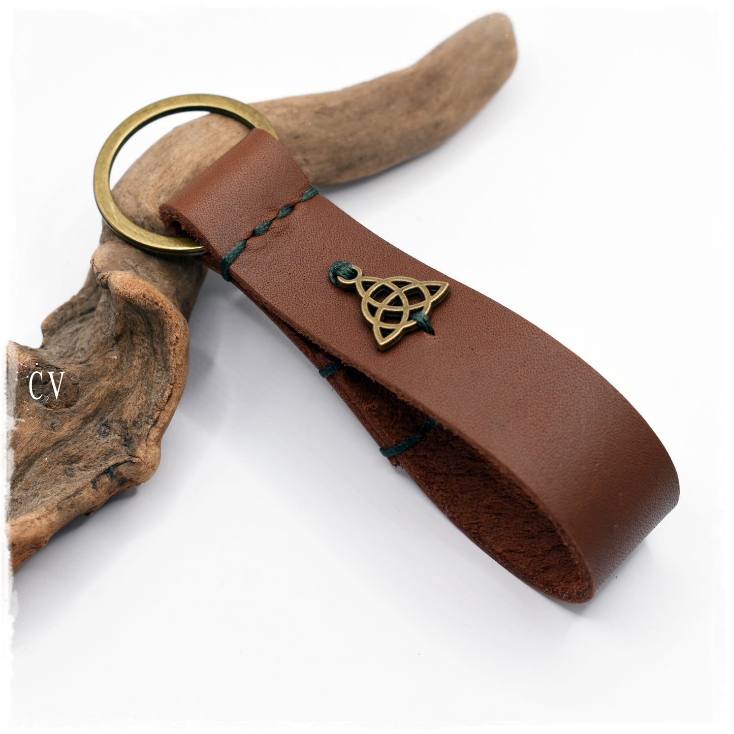 Personalized Triquetra Leather Keyfob