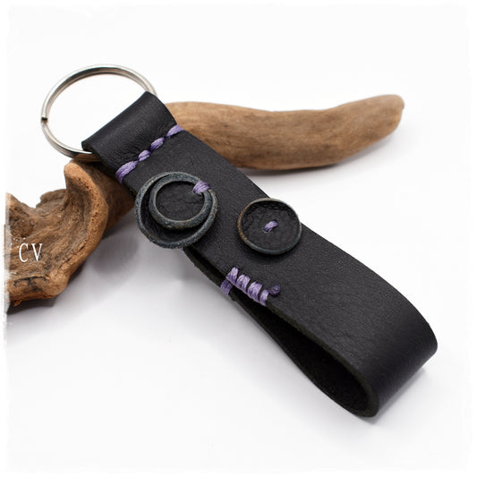 Amethyst Stone Bubble Leather Keychain