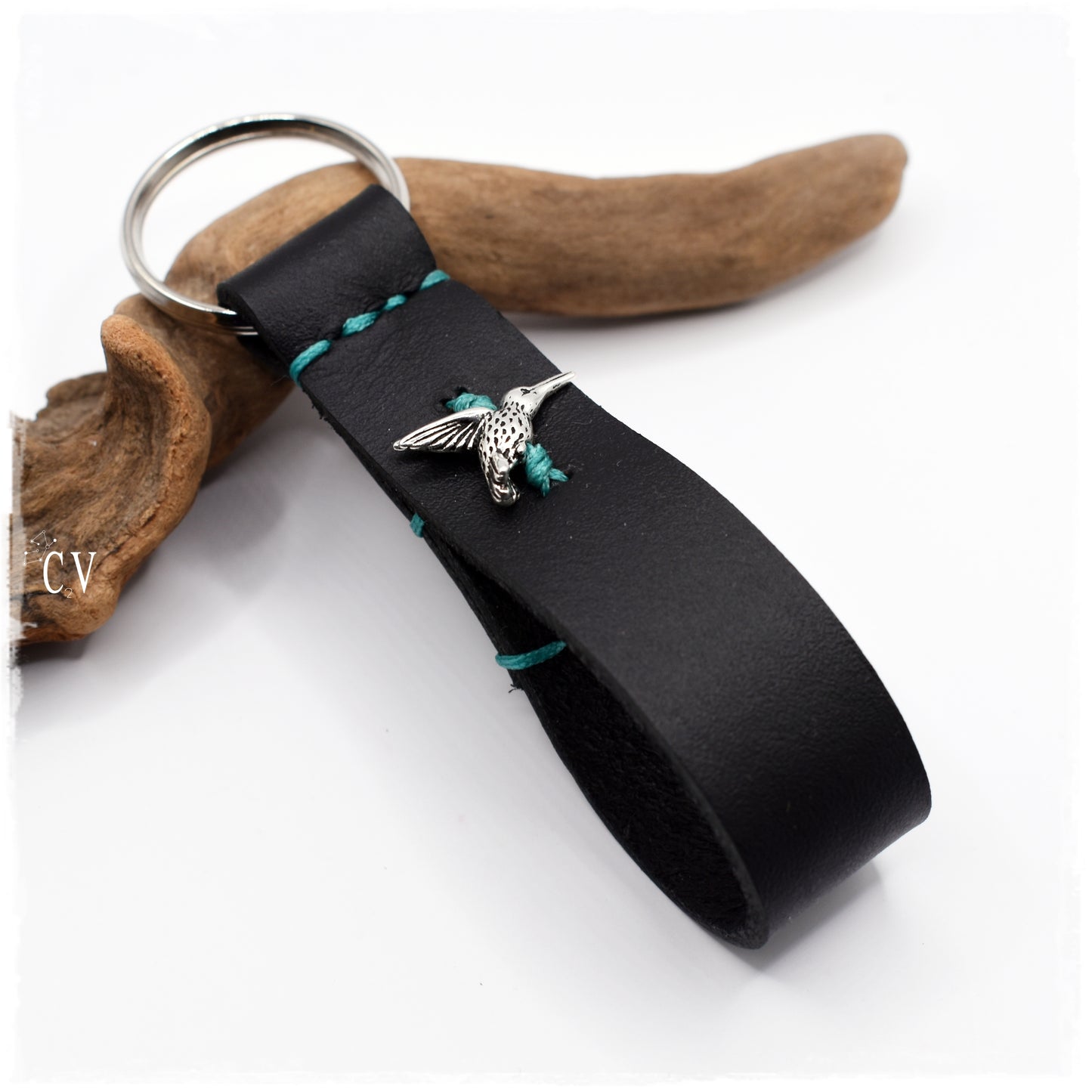 Hummingbird Leather Keychain