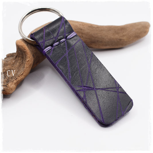 Gothic Black Leather Keychain