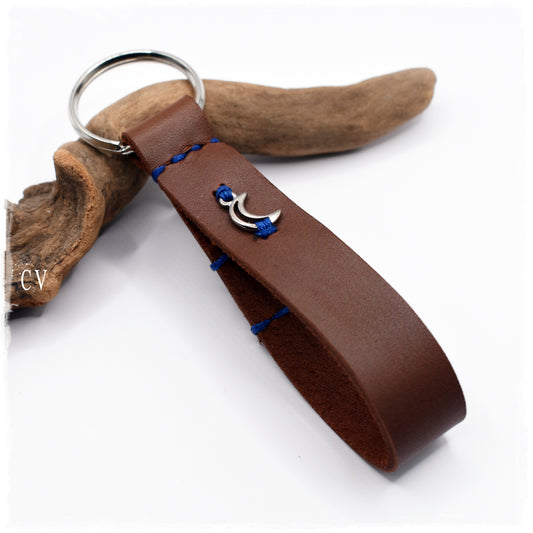 Crescent Moon Leather Keyfob