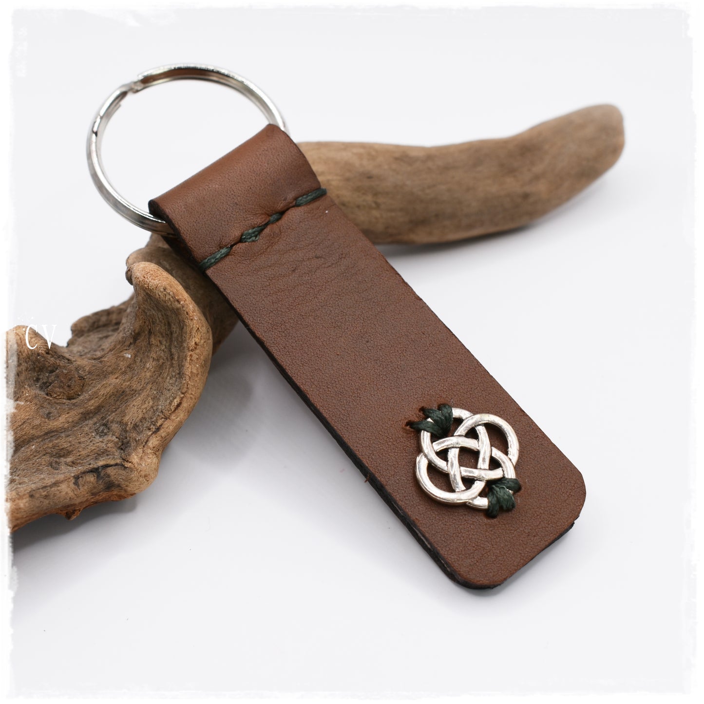 Celtic Knot Leather Keychain