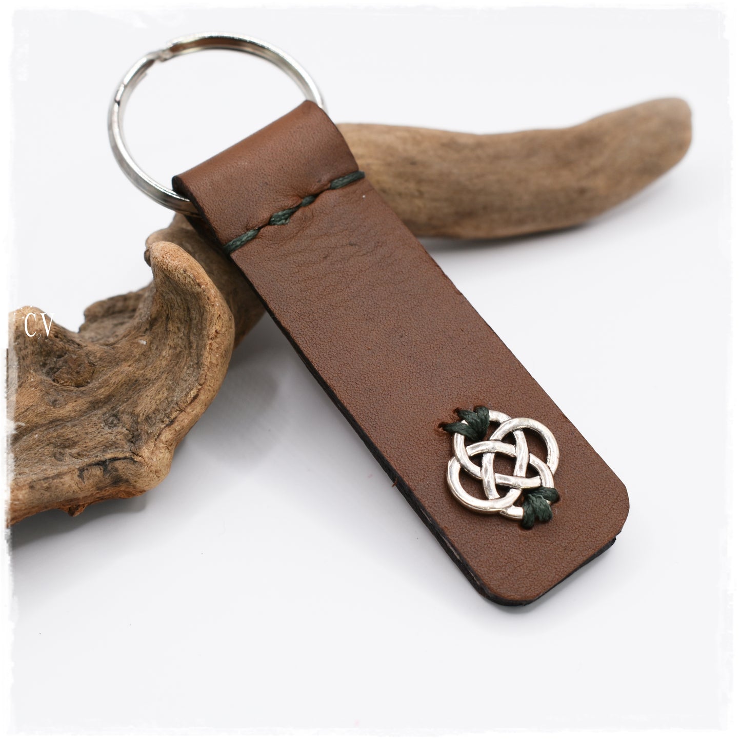 Celtic Knot Leather Keychain