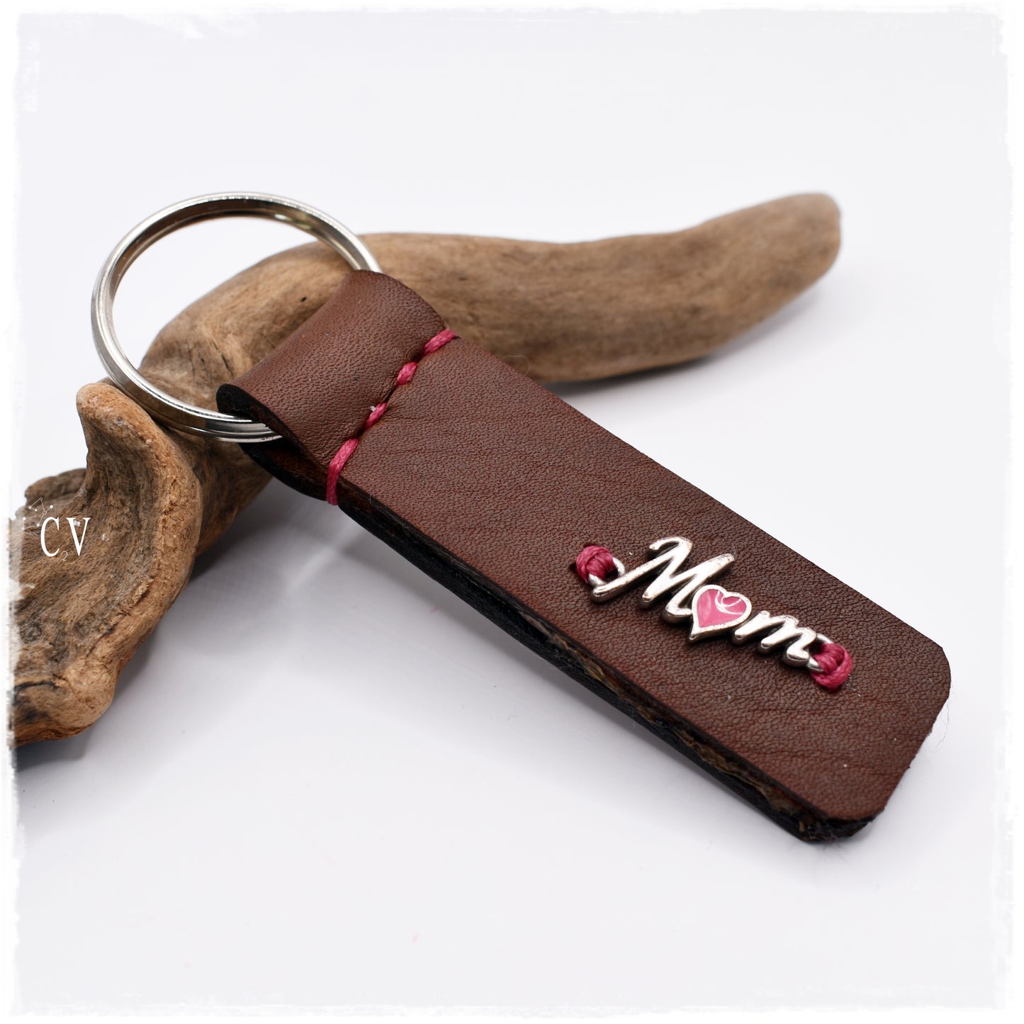 Mom Personalized Leather Keychain