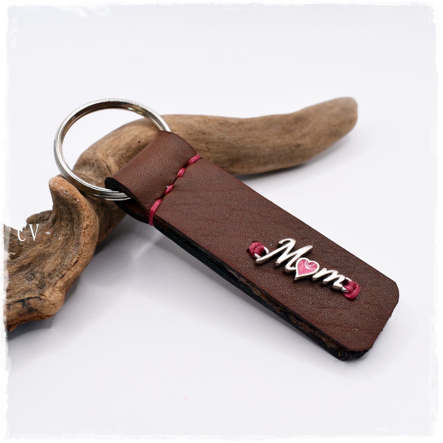 Mom Personalized Leather Keychain