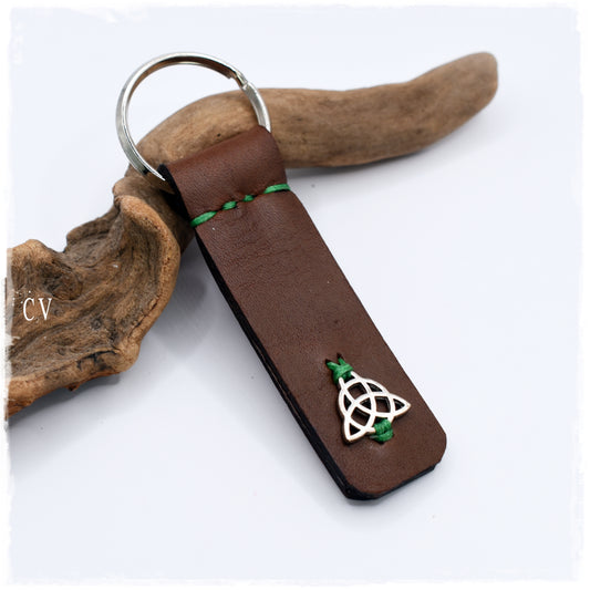 Triquetra Leather Keychain