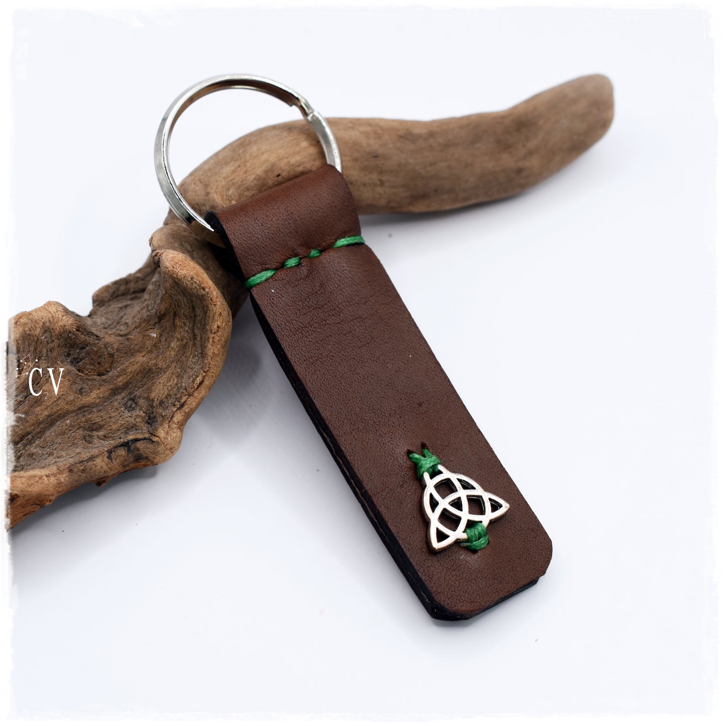 Triquetra Leather Keychain