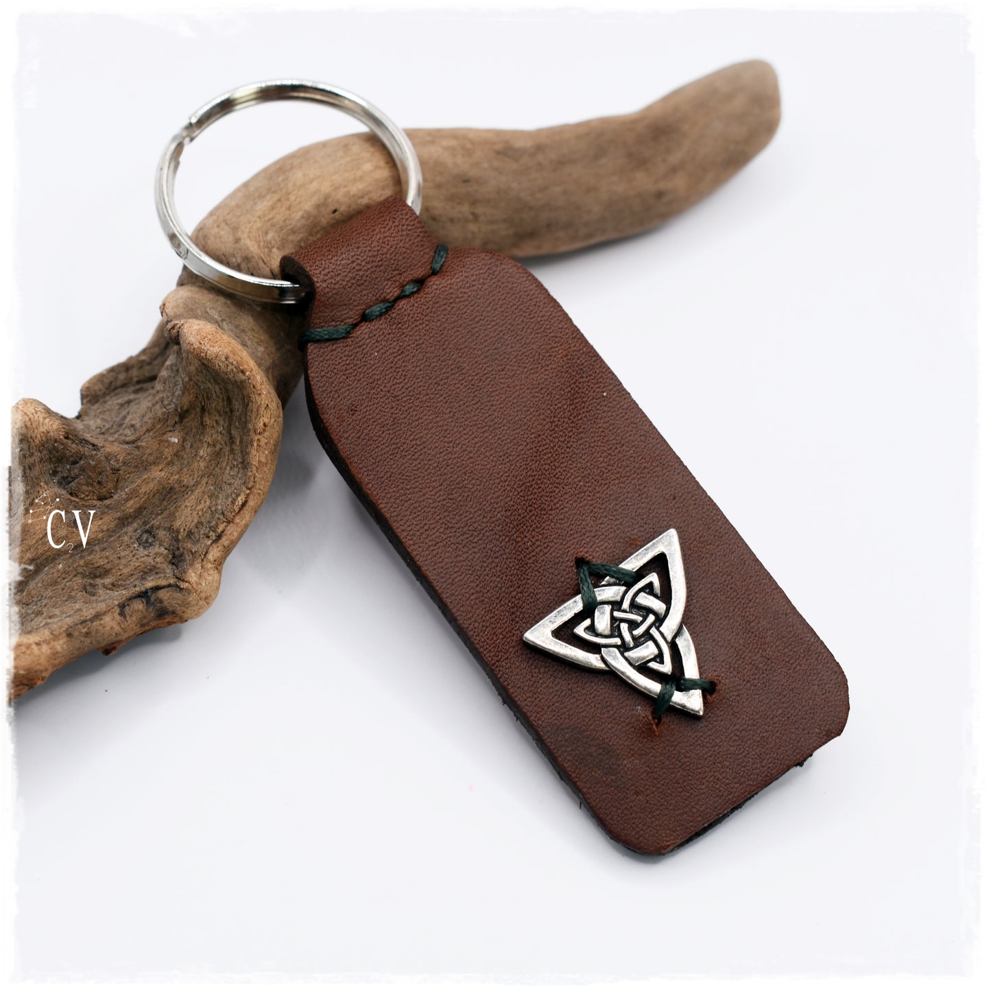 Large Triquetra Leather Keychain