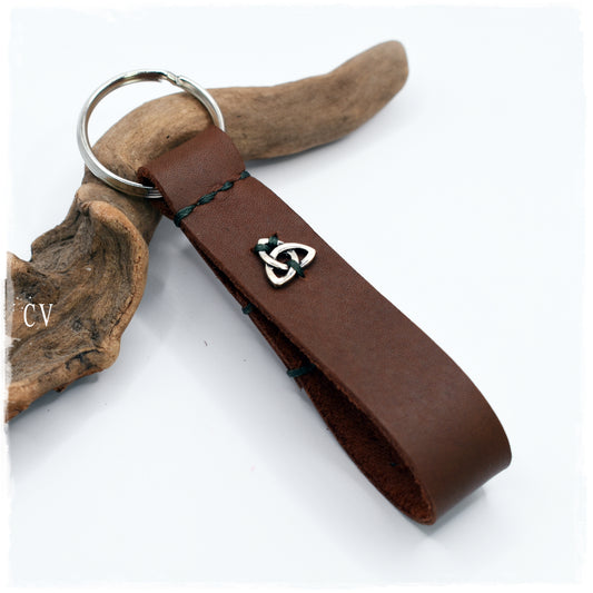 Triad Knot Leather Keychain ~