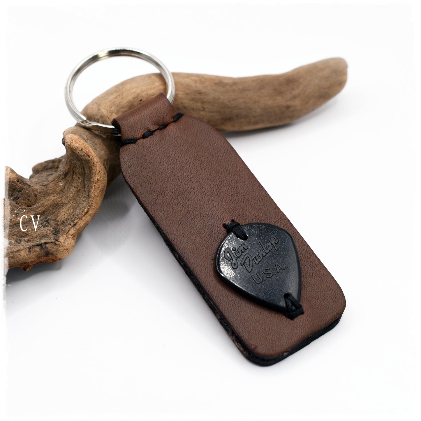 Guitar Pick Leather Keychain