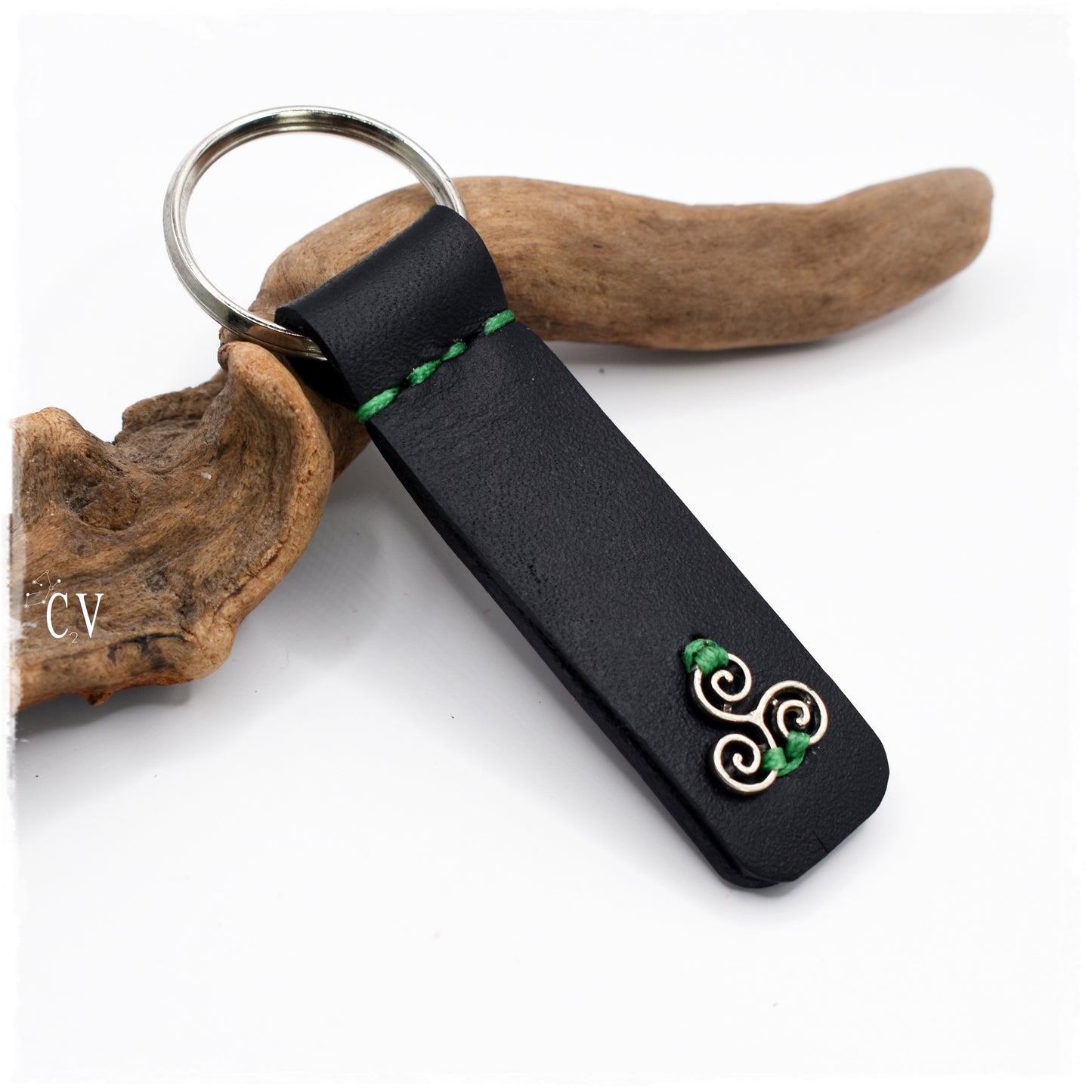 Triskelion Leather Keychain