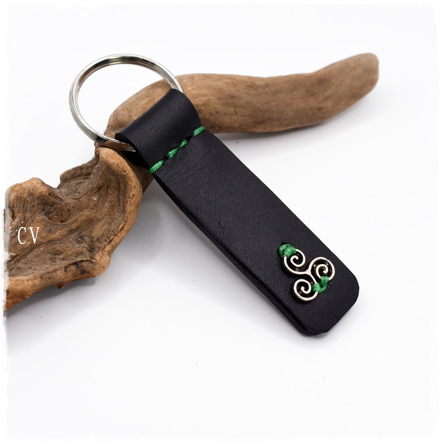 Triskelion Leather Keychain