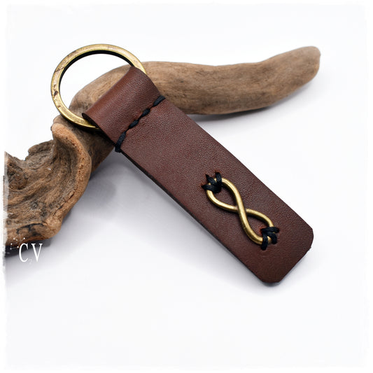 Personalized Infinity Leather Keychain