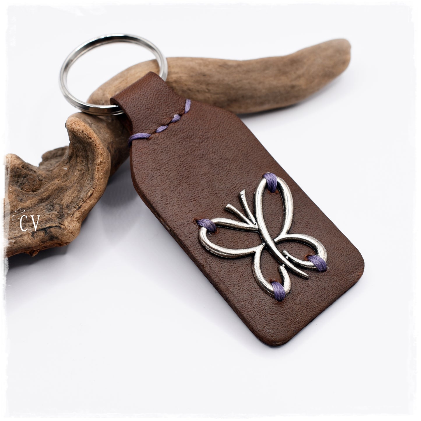 Butterfly Leather Keychain