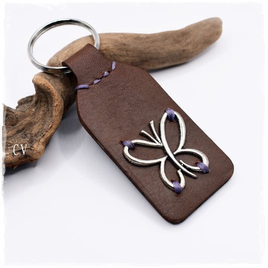 Butterfly Leather Keychain