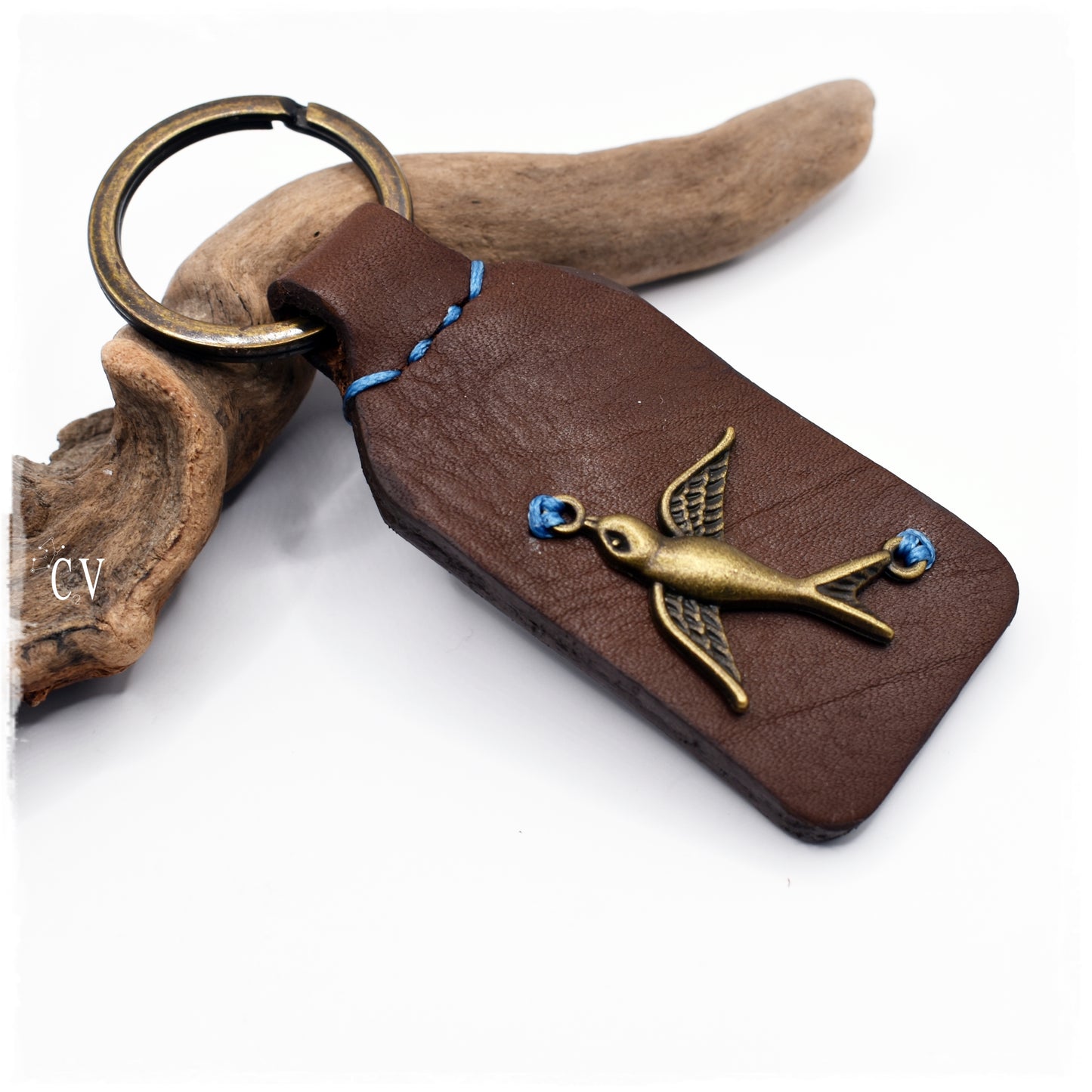 Swallow Bird Leather Keychain