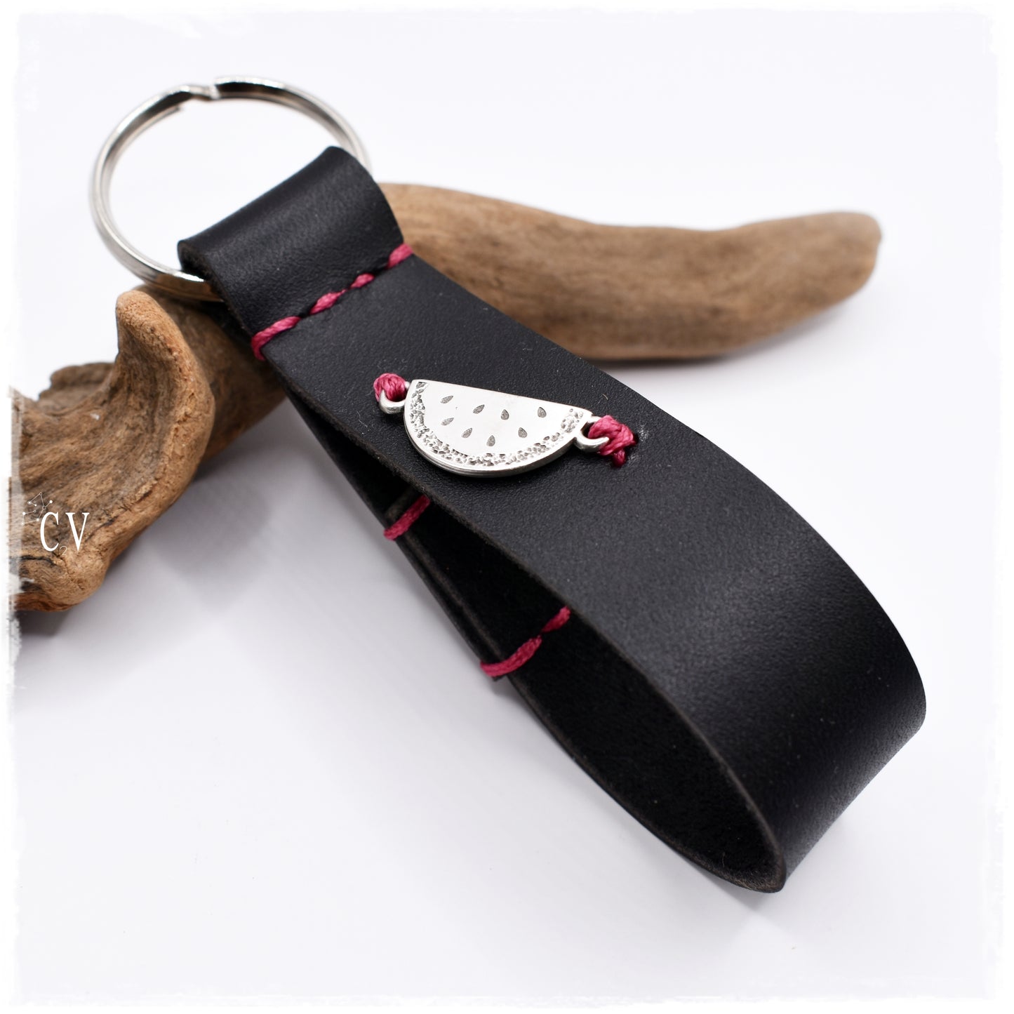 Watermelon Leather Keyfob