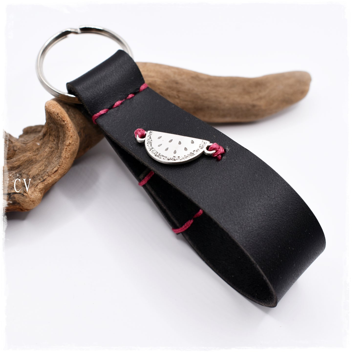 Watermelon Leather Keyfob