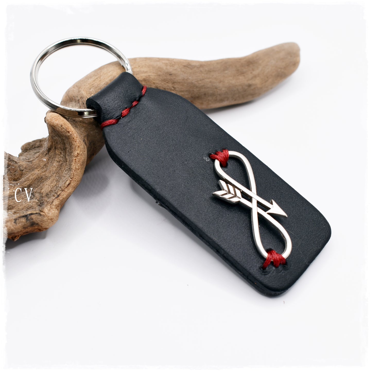 Arrow Infinity Leather Keychain