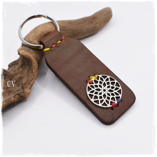 Mandala Leather Keychain