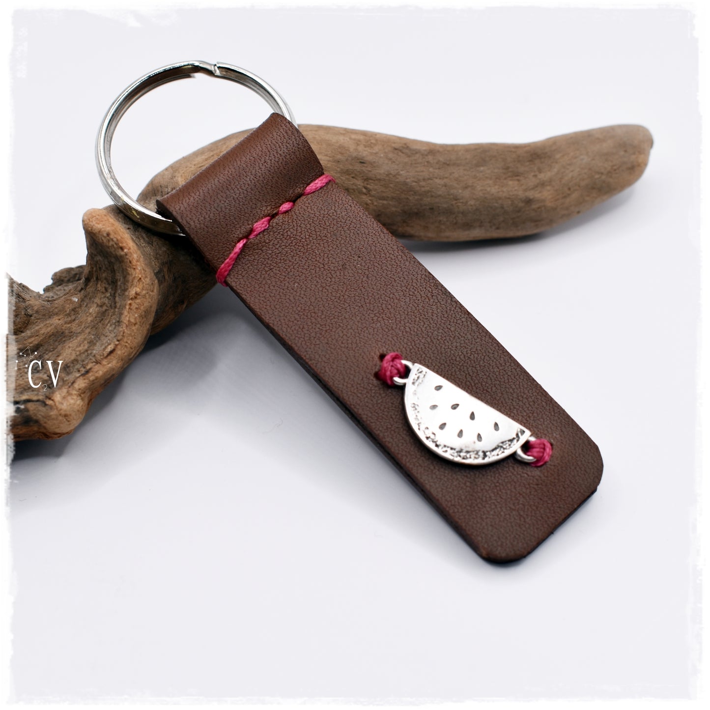 Watermelon Leather Keychain