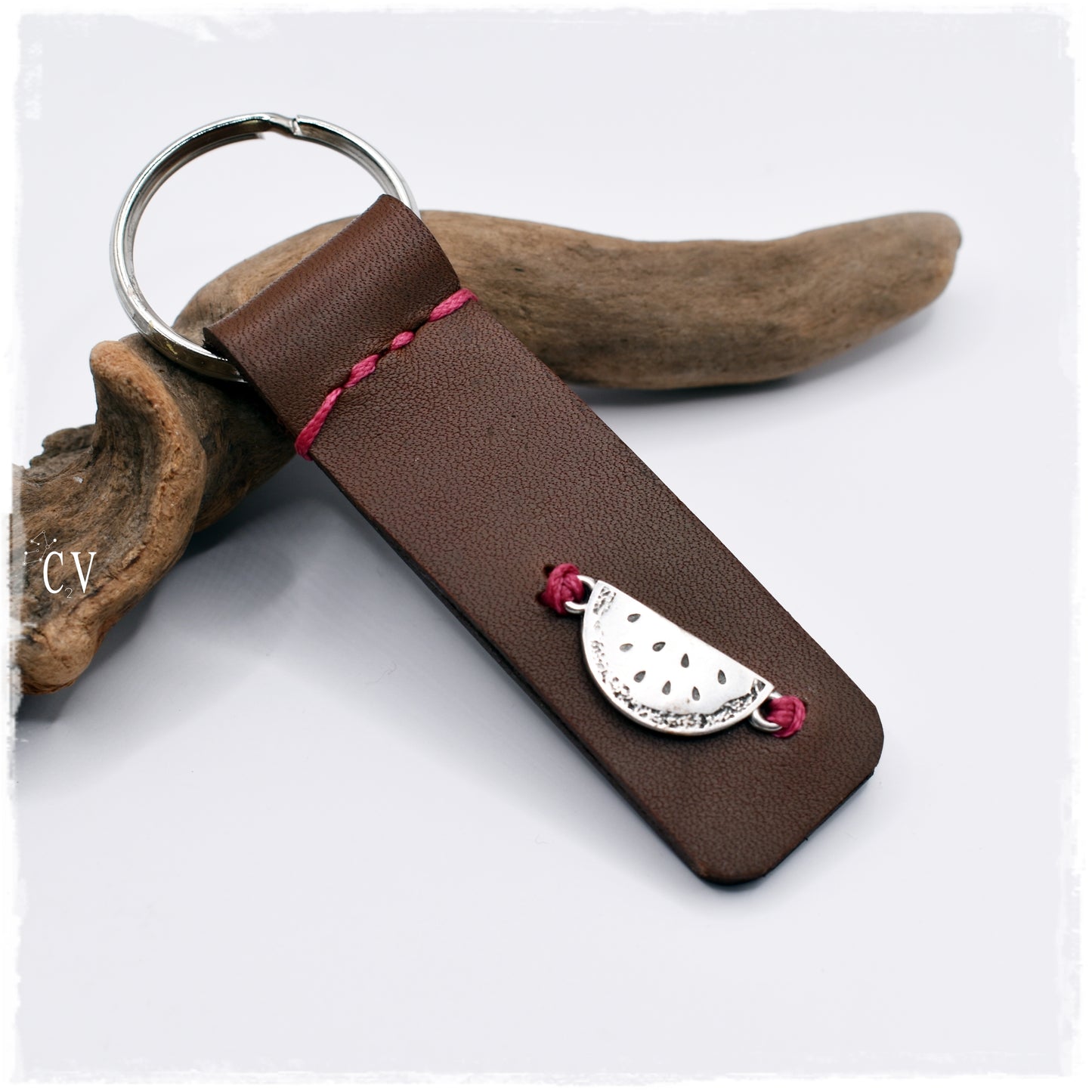 Watermelon Leather Keychain