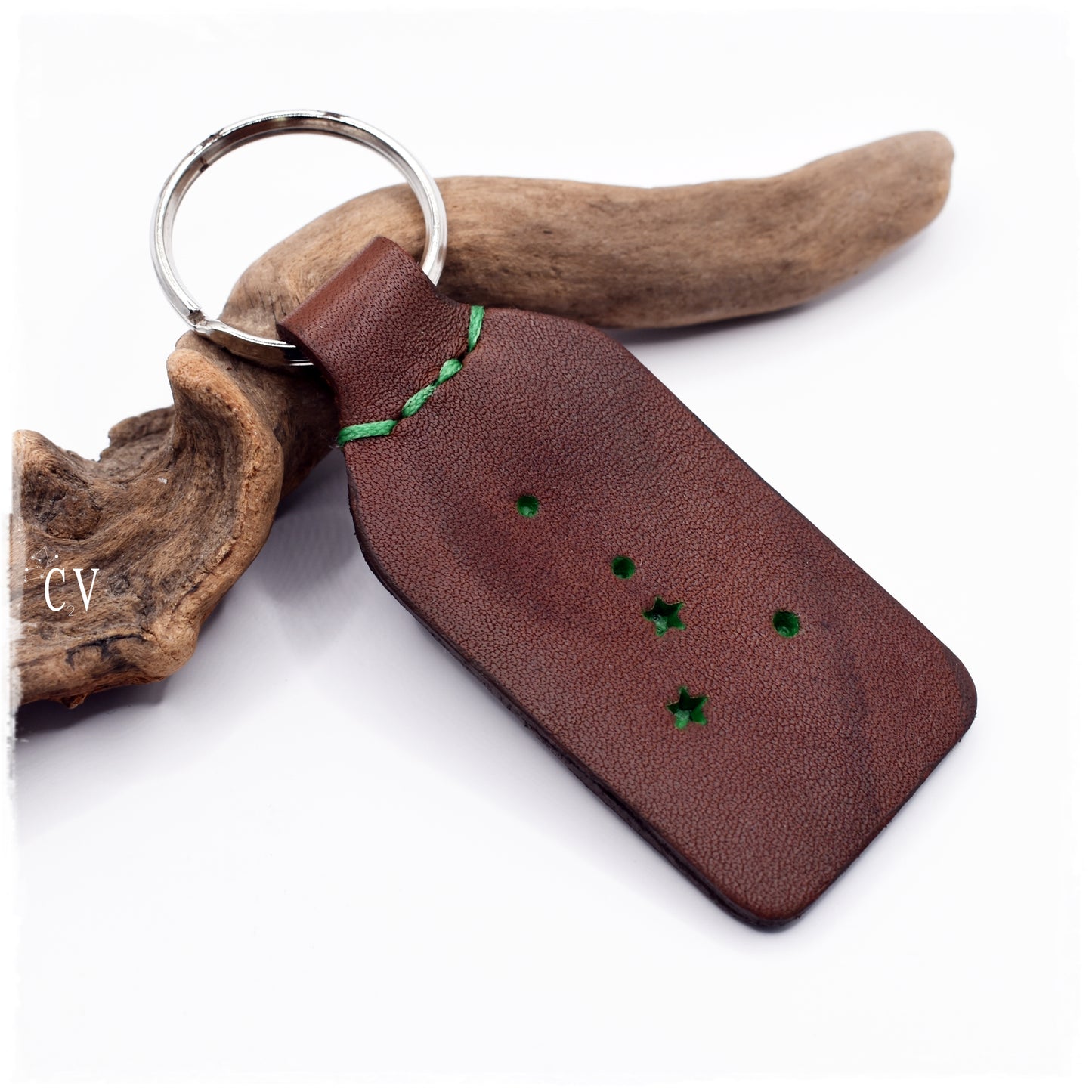 Cancer Zodiac Leather Keychain