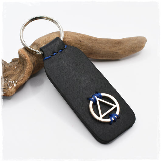 Sobriety Leather Keychain