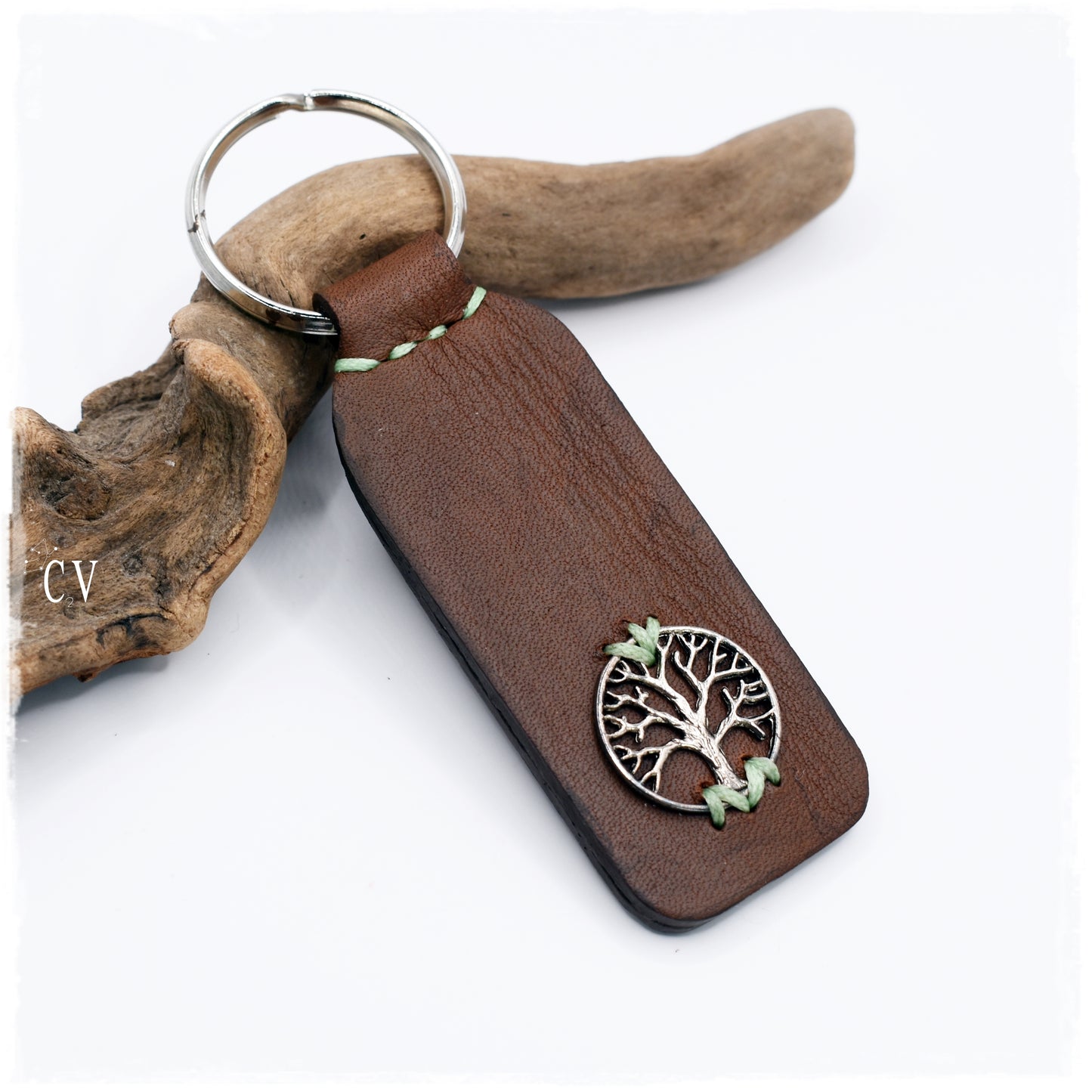 Personalized Tree Of Life Leather Keychain