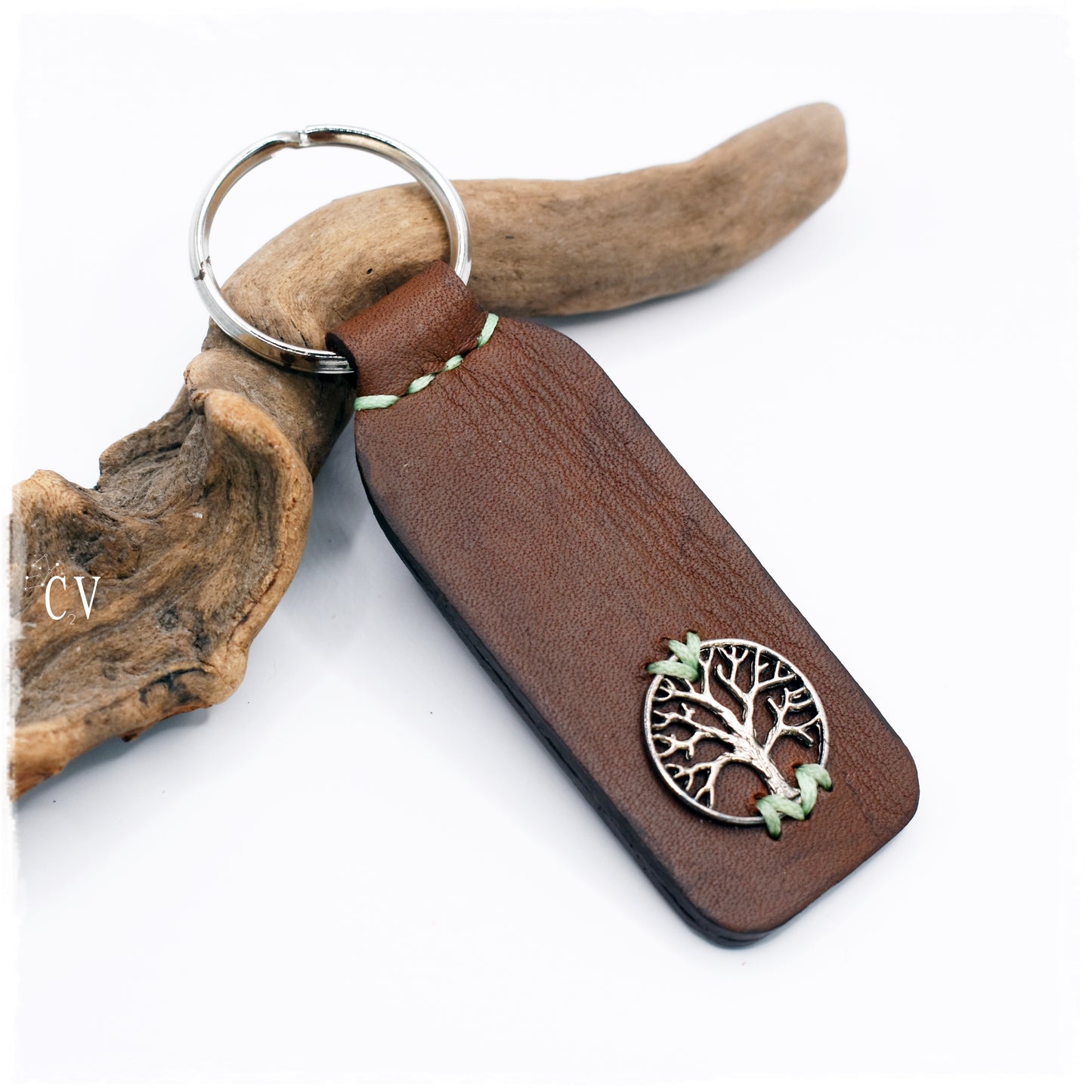 Personalized Tree Of Life Leather Keychain