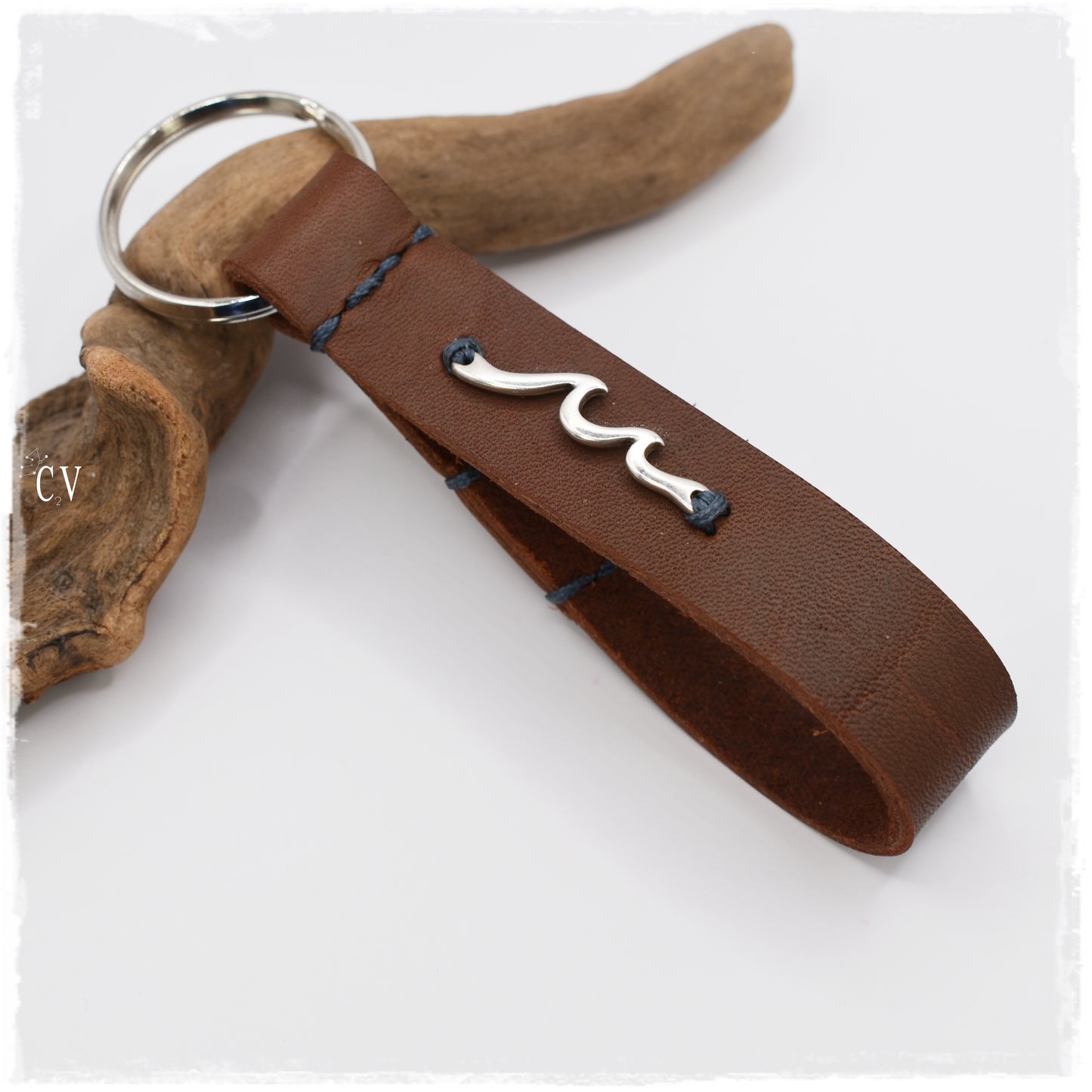 Wave Leather Keyfob