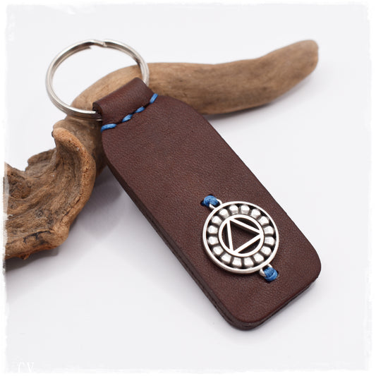 Throat Chakra Leather Keychain